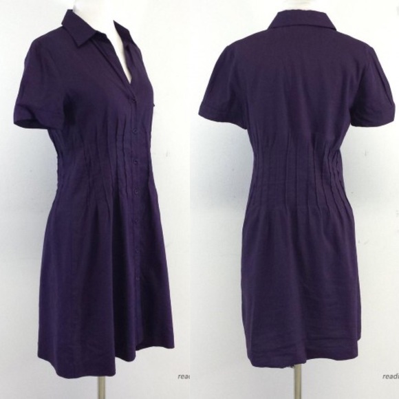 HP💛✨Theory Meili Purple Button Up Shirt Dress - Picture 2 of 7